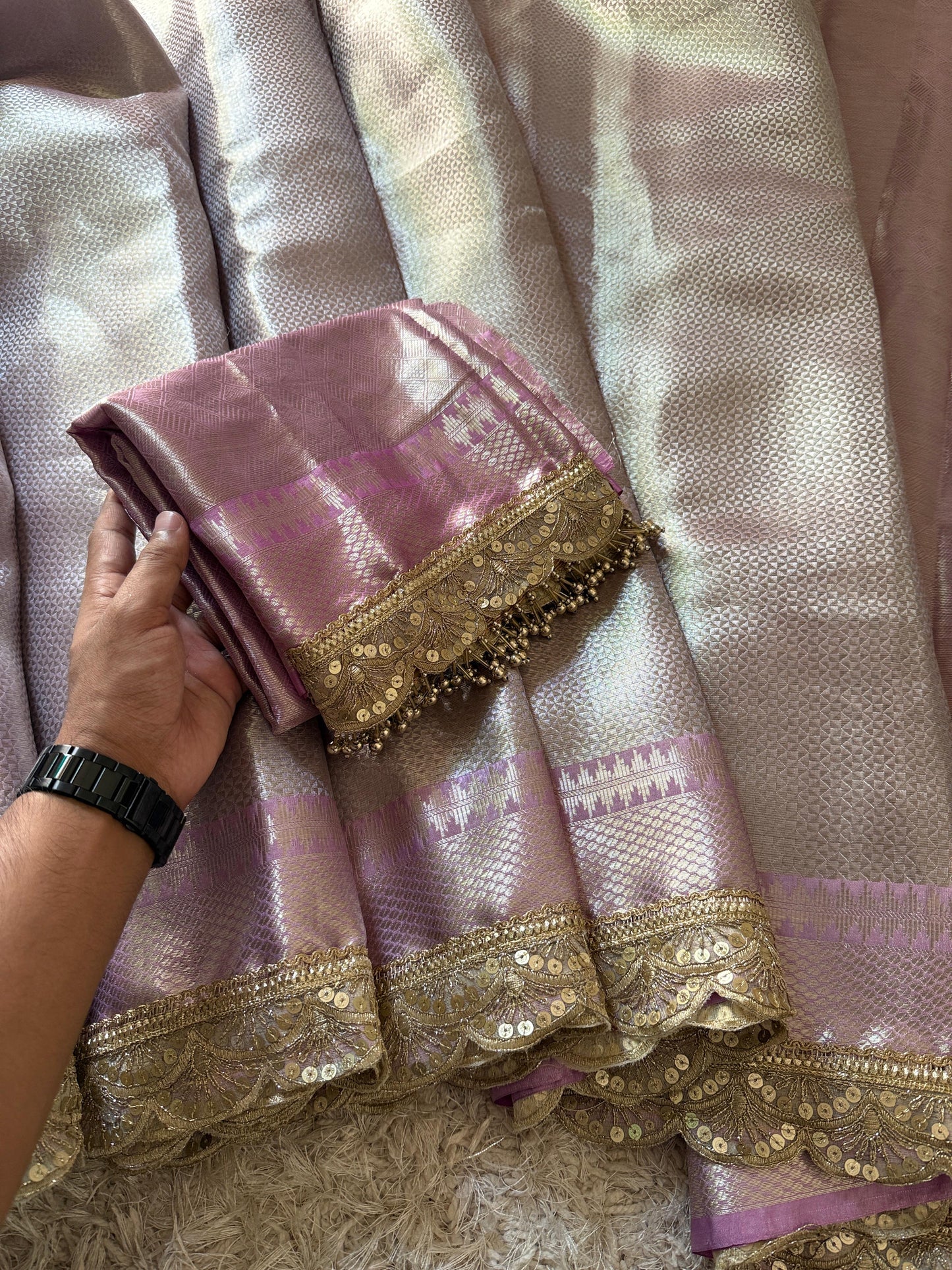 Lilac Noorani Banarasi Tissue Saree