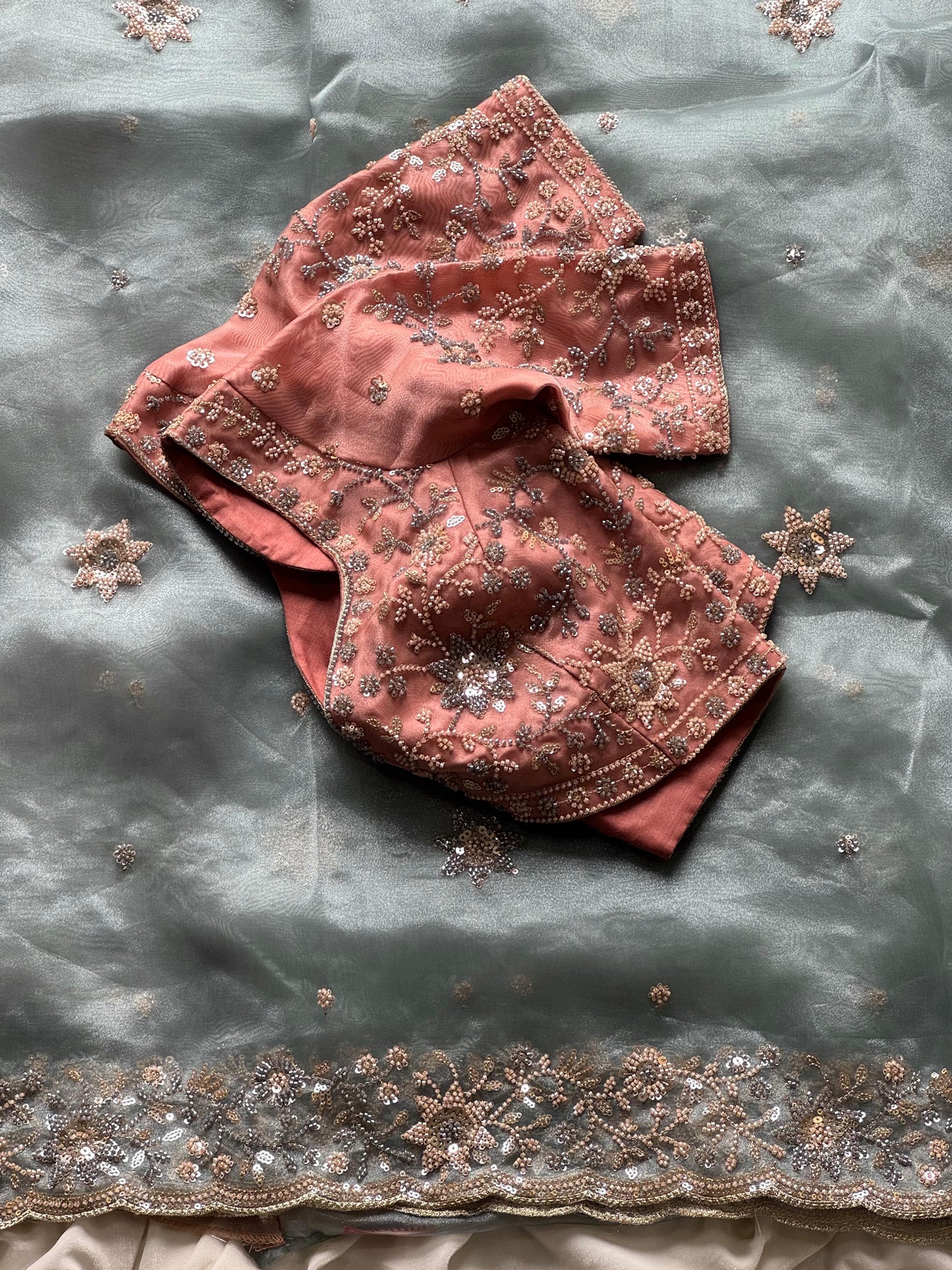 Coral Mist Luxe Saree
