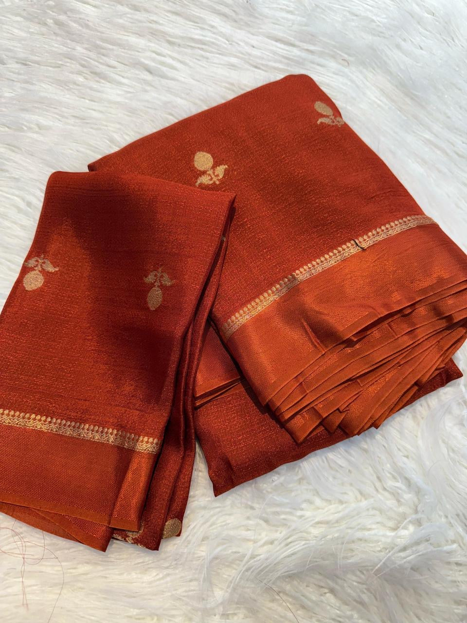 Chandrika Viscose Saree(Rust Orange)