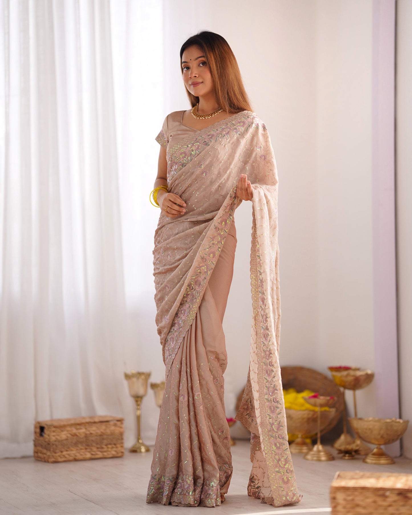 Vintage Blush Saree