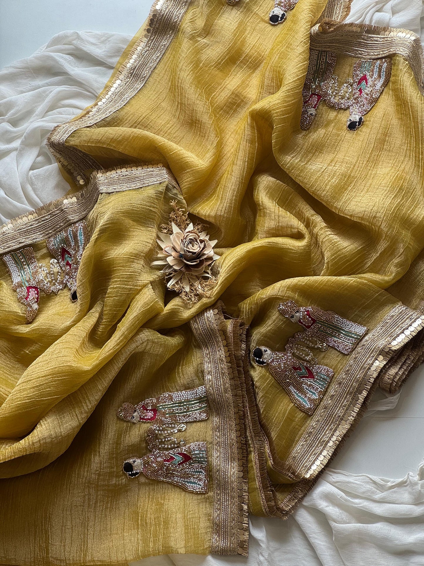 Rajwada Noor Saree(Mustard Yellow)