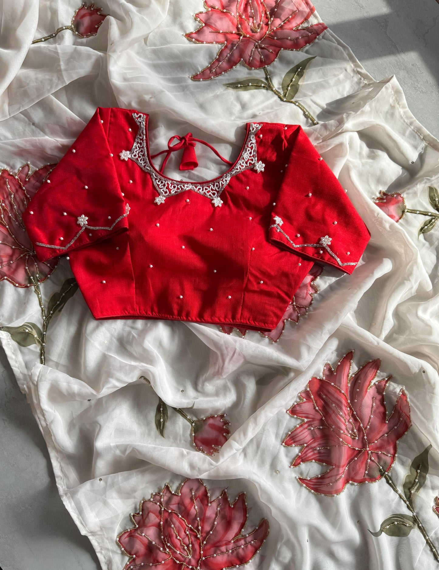 Red Blossom Saree
