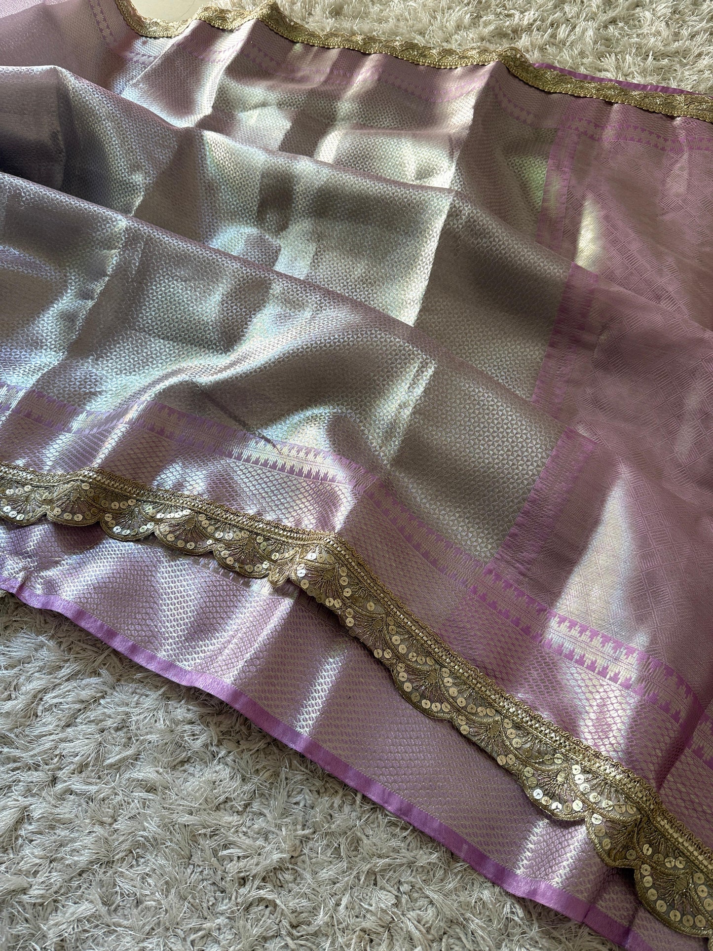Lilac Noorani Banarasi Tissue Saree