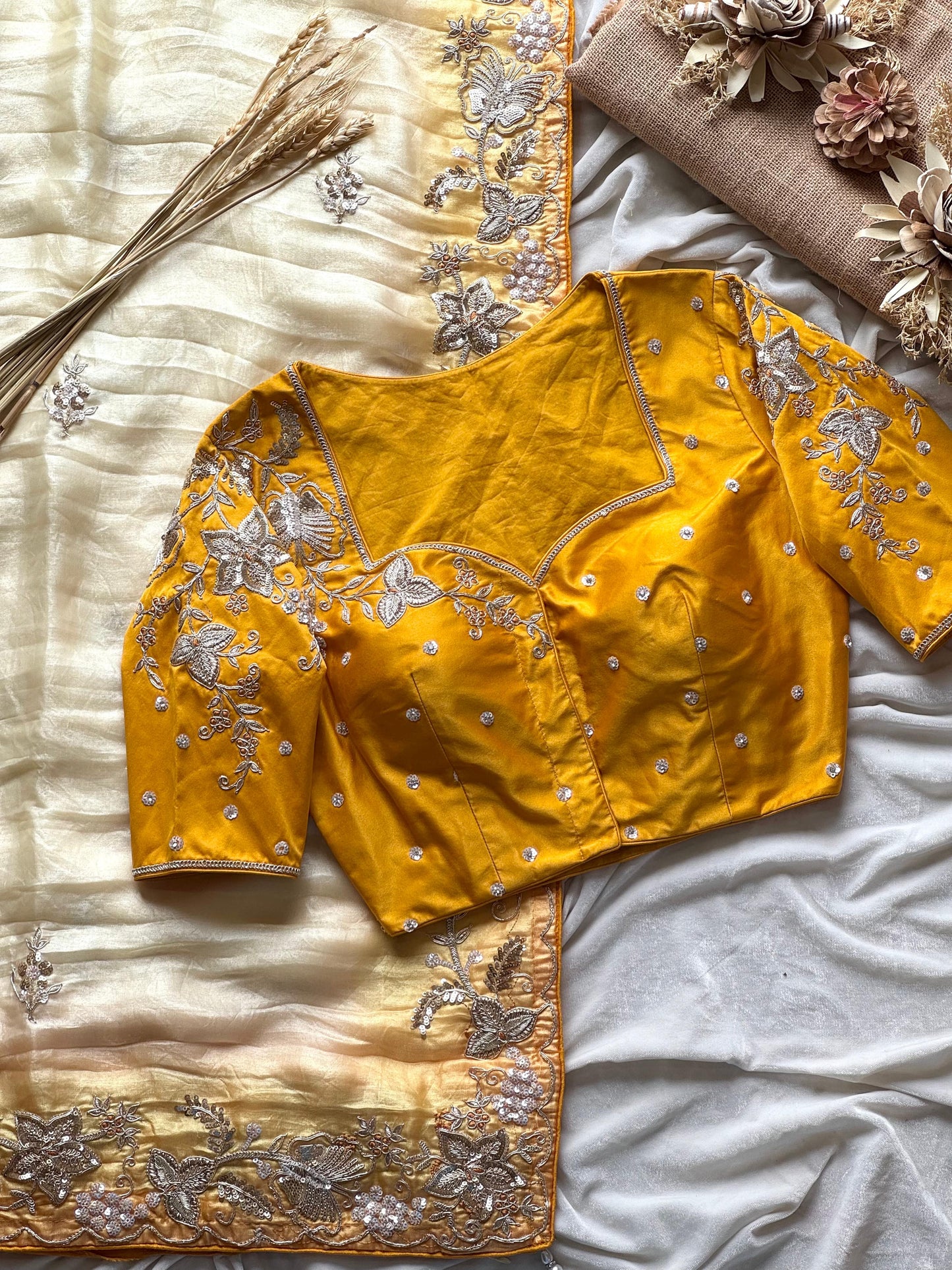 Golden Bloom Saree