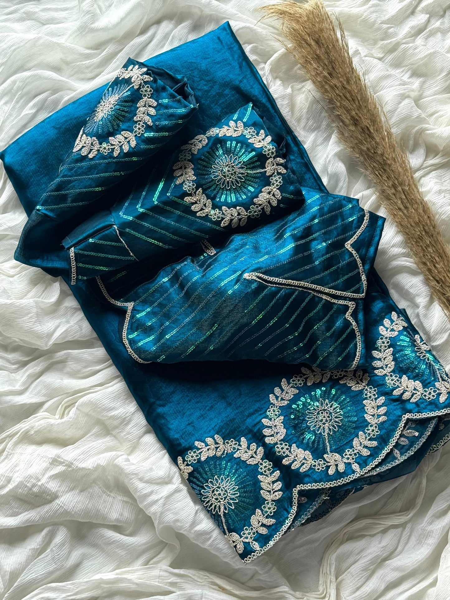 Aqua Elegance Saree