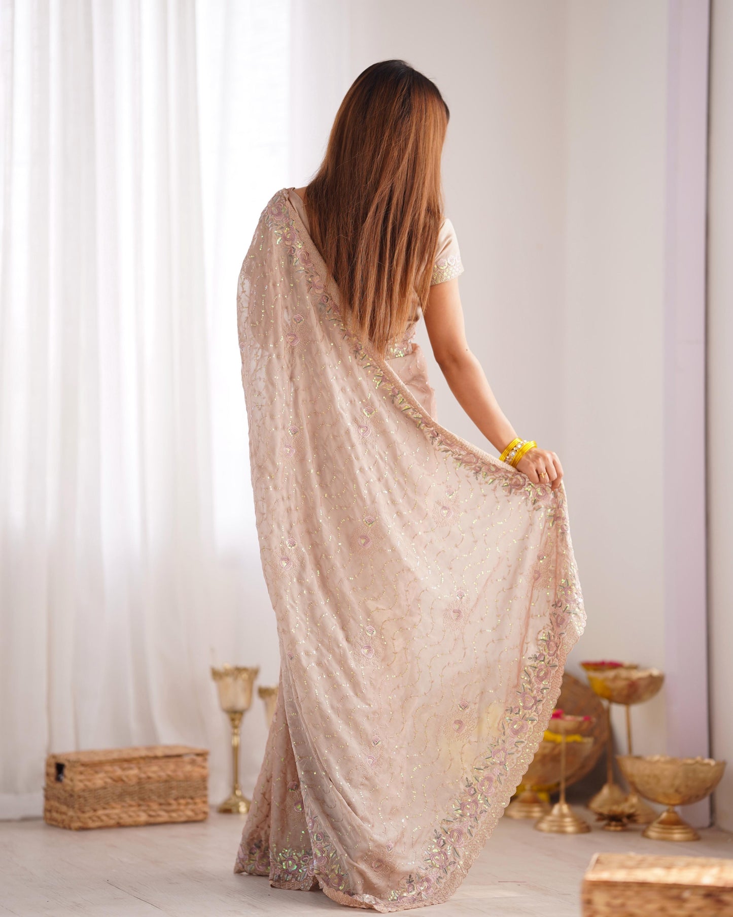 Vintage Blush Saree