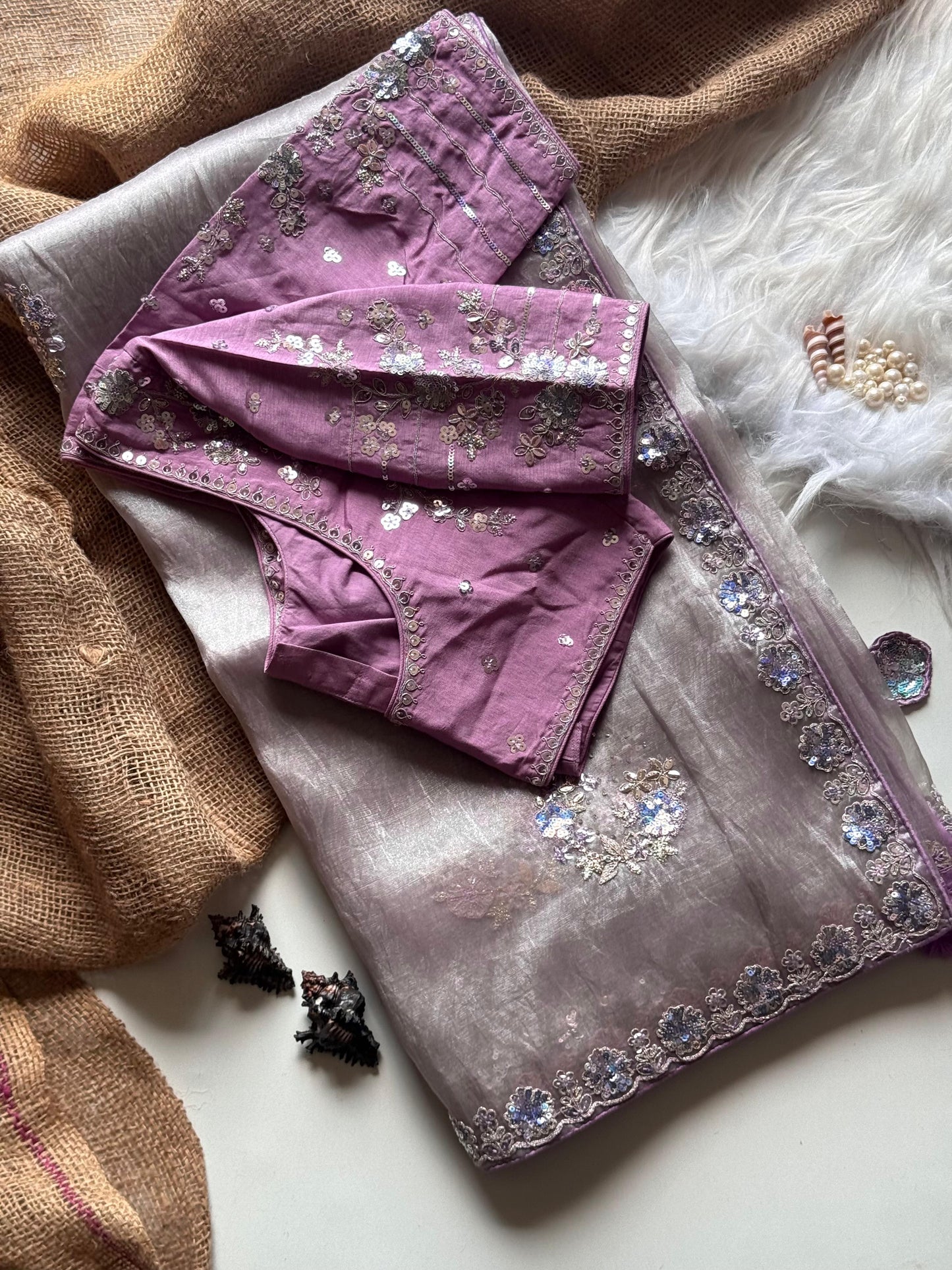 Lavender luxe saree