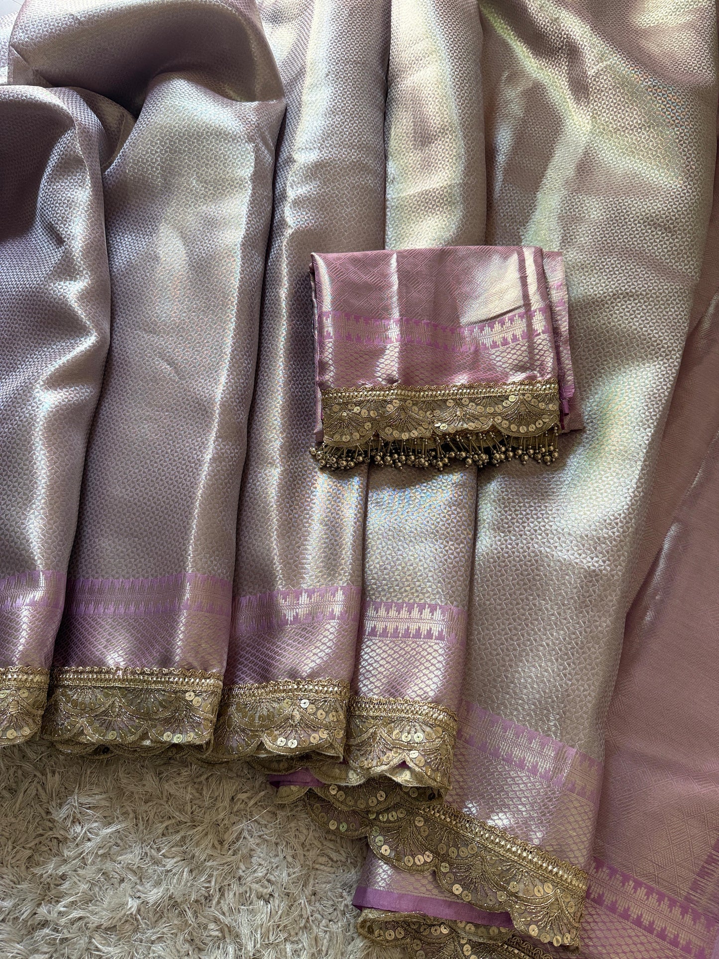 Lilac Noorani Banarasi Tissue Saree