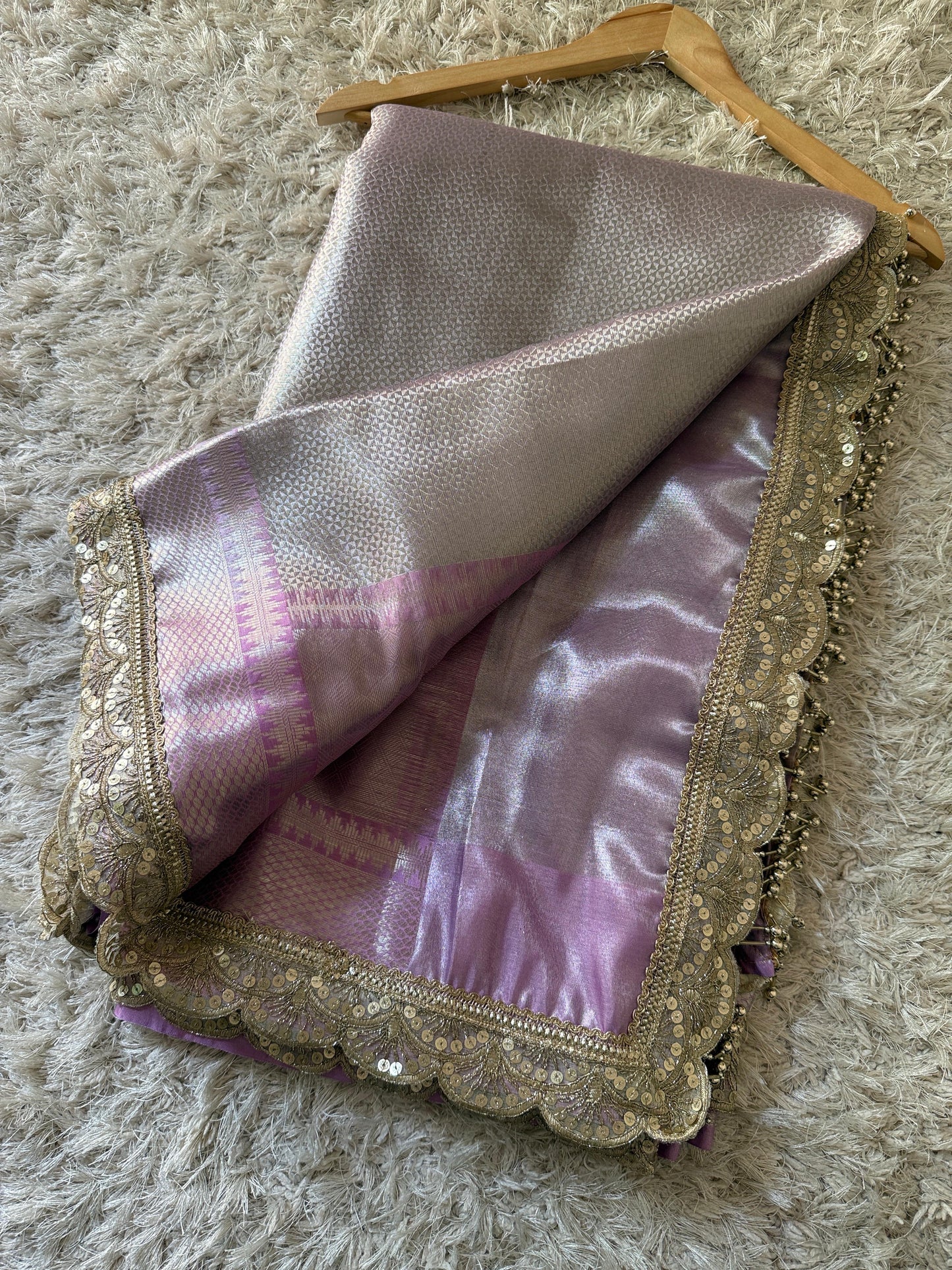 Lilac Noorani Banarasi Tissue Saree