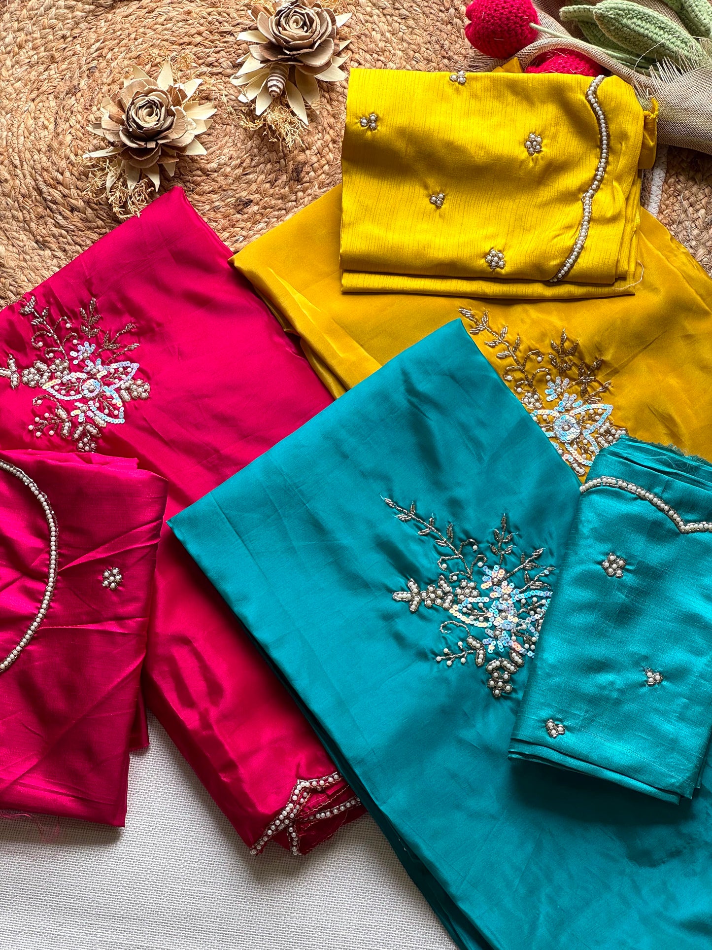 Seraphina Handwork Saree(Yellow)