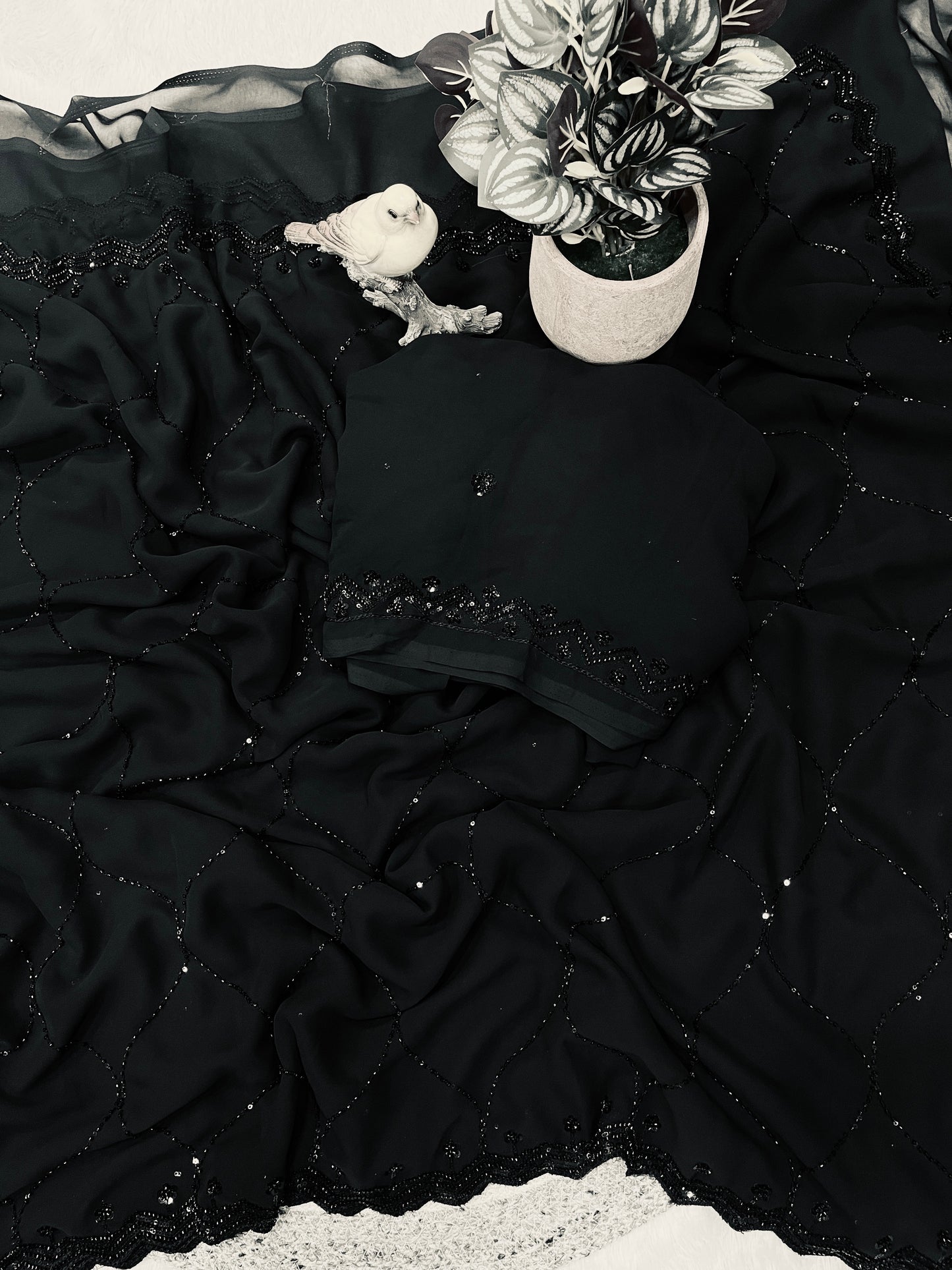 Midnight Sparkle Saree(Red)