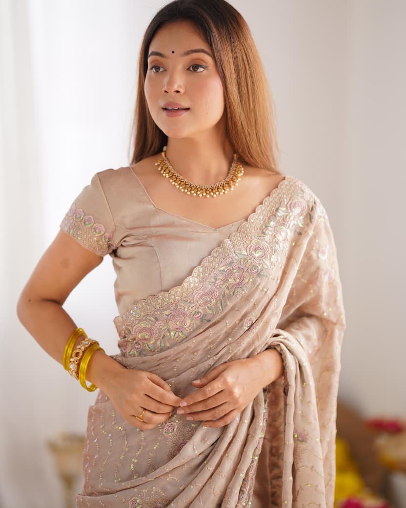 Vintage Blush Saree
