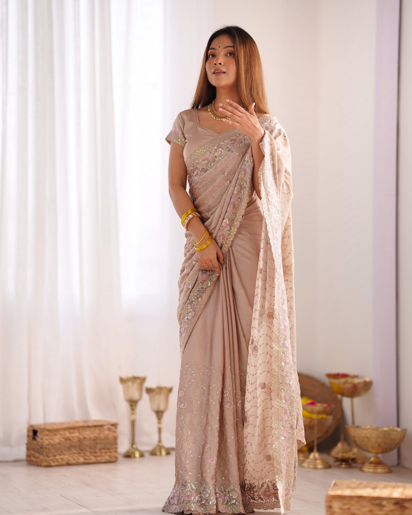 Vintage Blush Saree