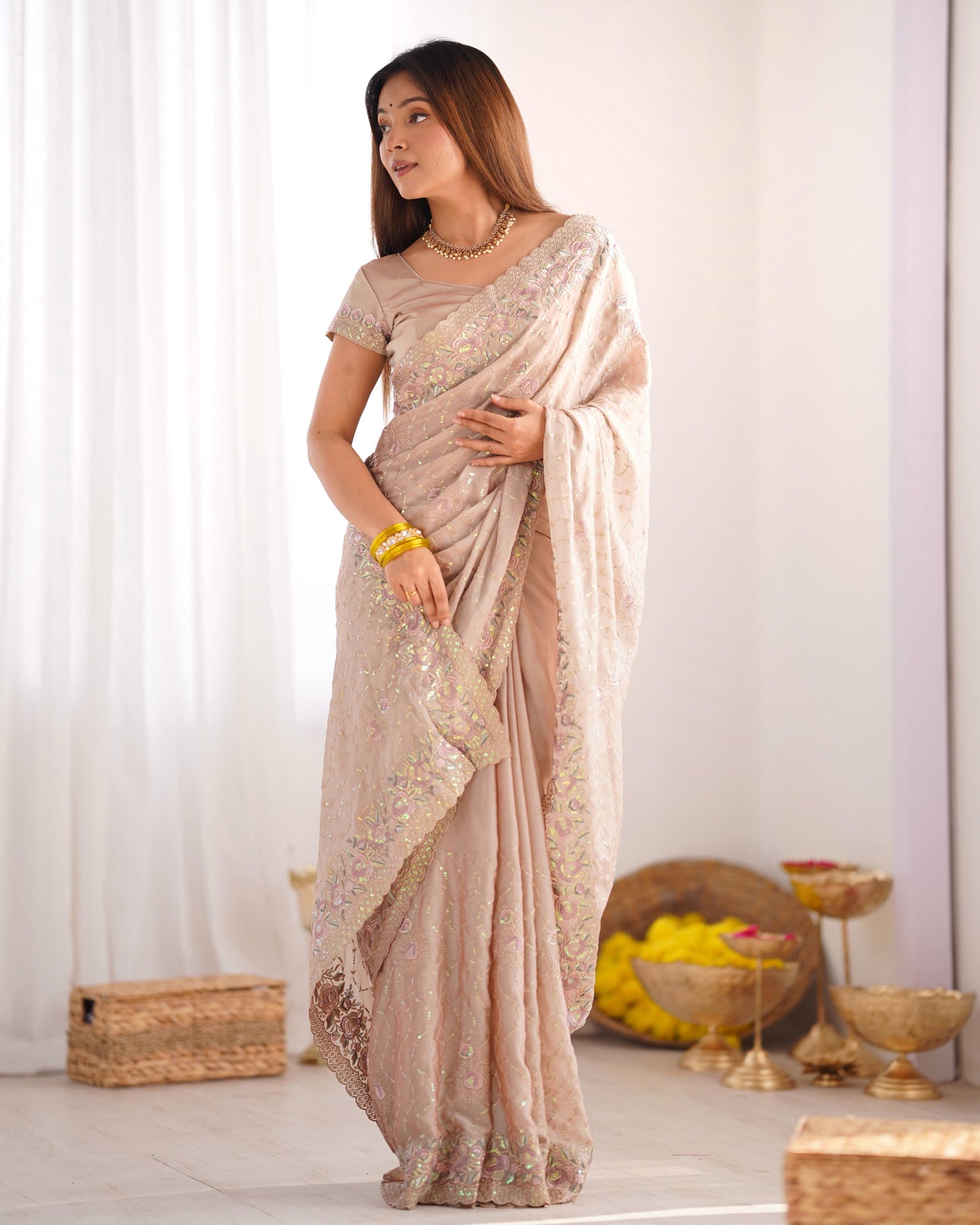 Vintage Blush Saree