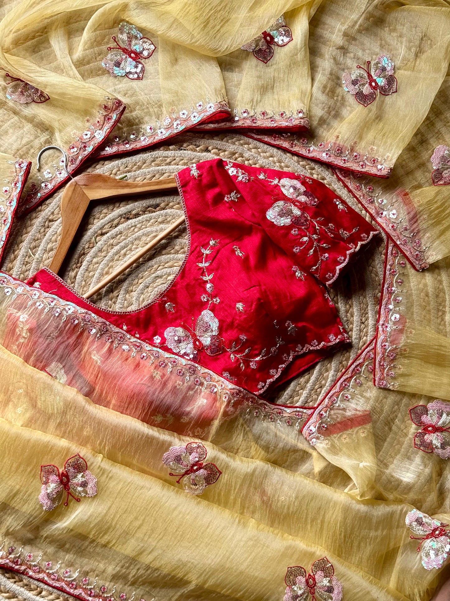 Butterfly Whisper Saree(Yellow)