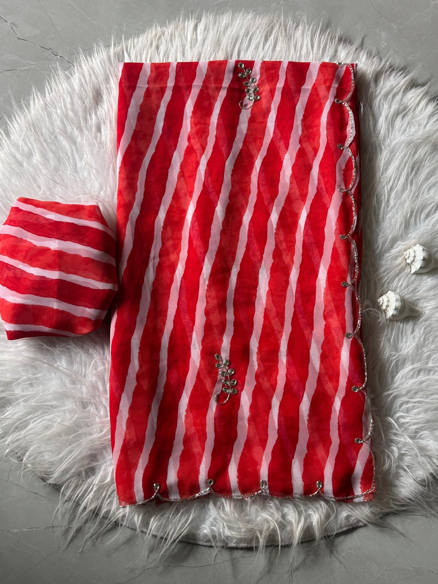 Crimson Waves Saree