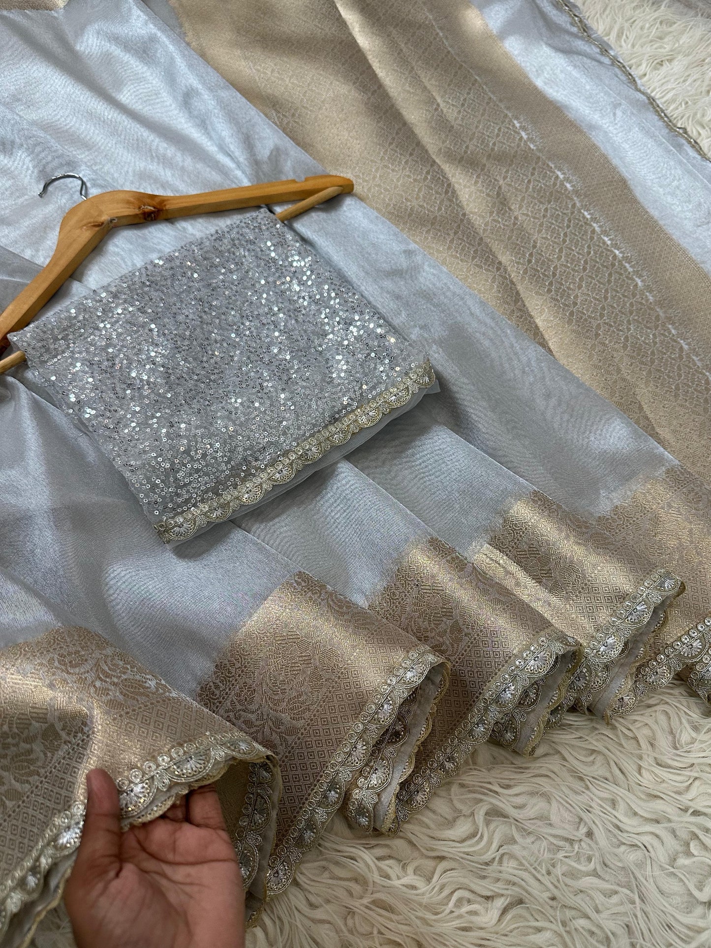 Silver Glow Saree