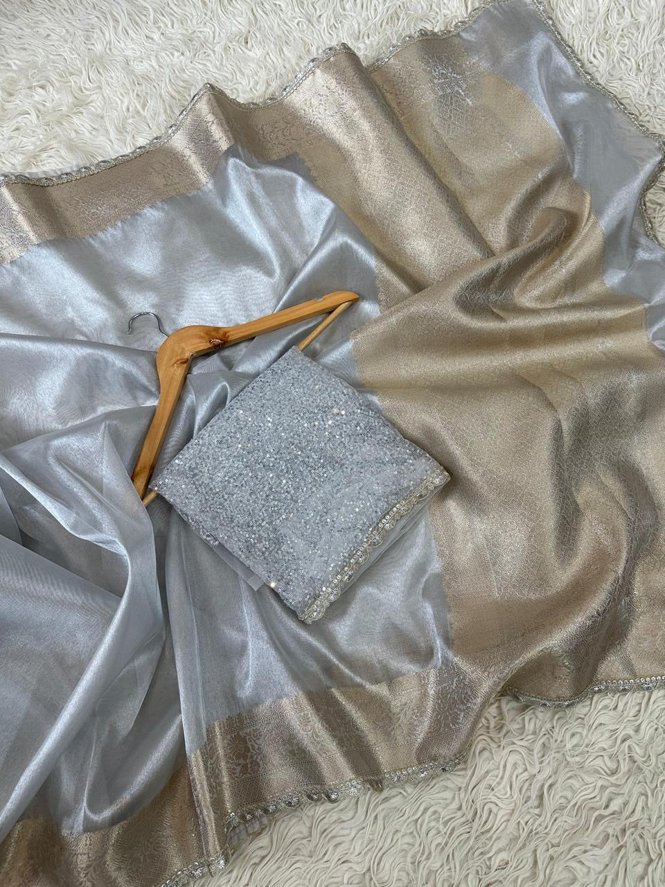 Silver Glow Saree