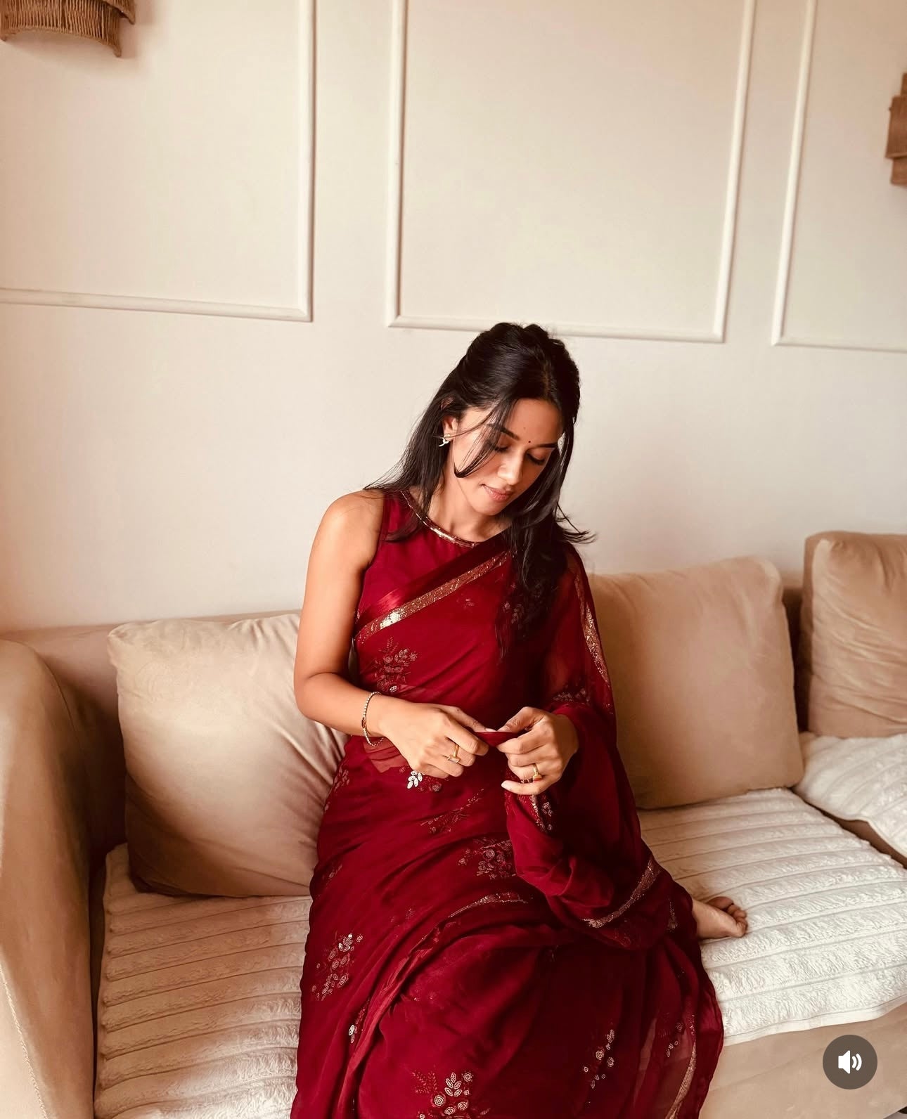 Regal Georgette Saree(Maroon)