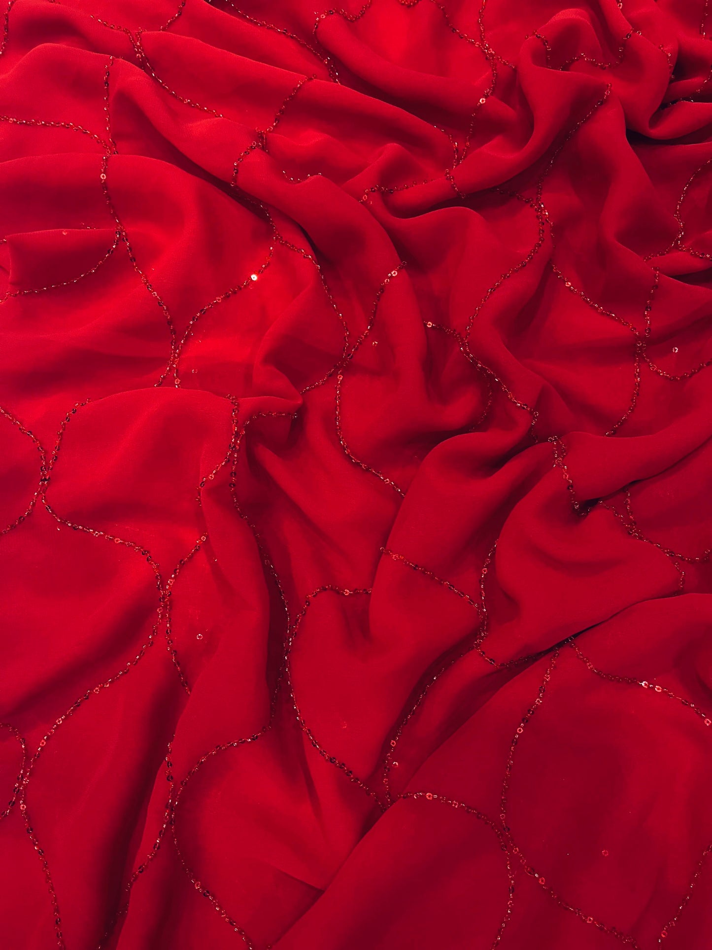 Midnight Sparkle Saree(Red)