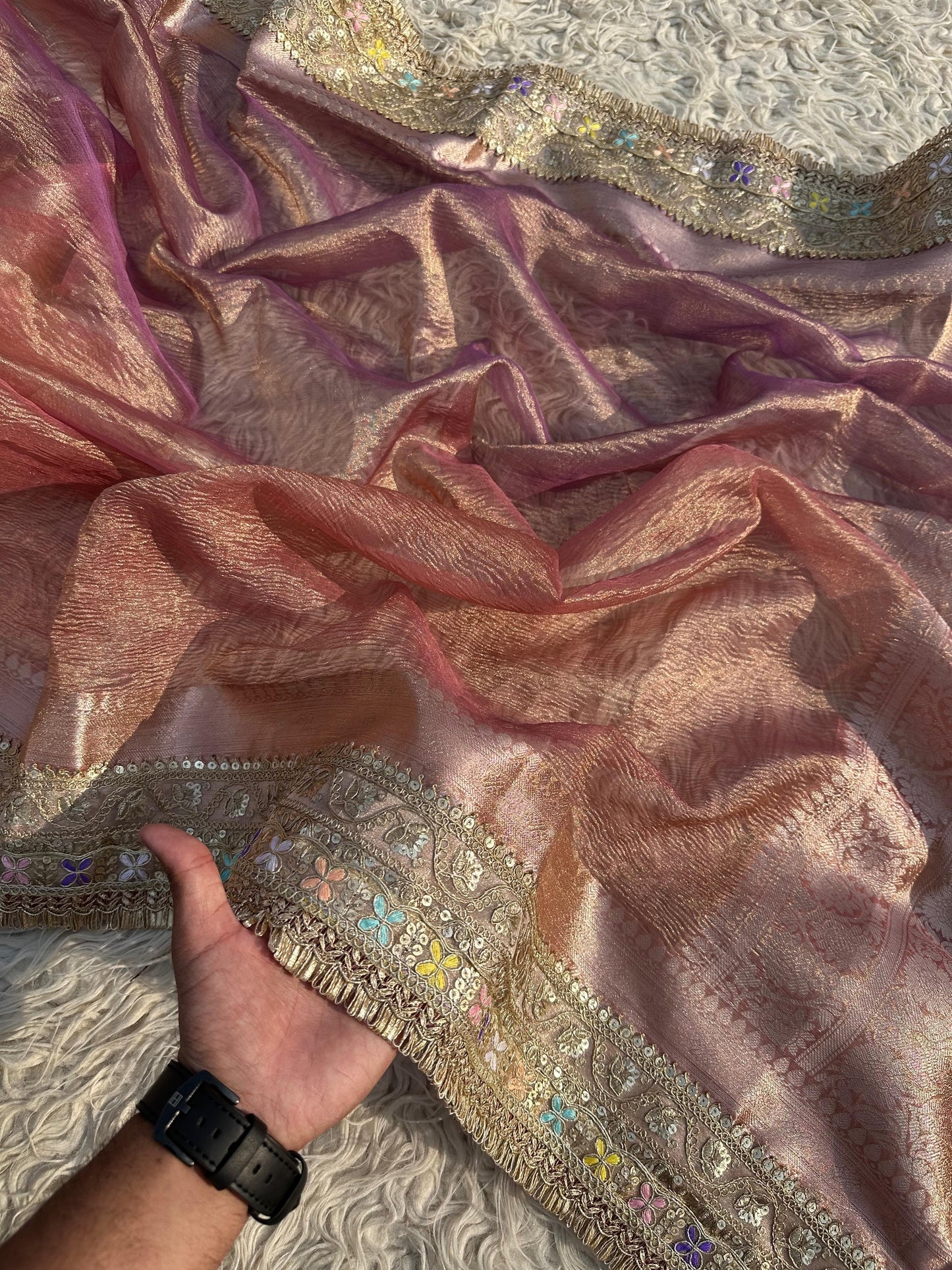 Svarnima Saree(Peach-Lilac)