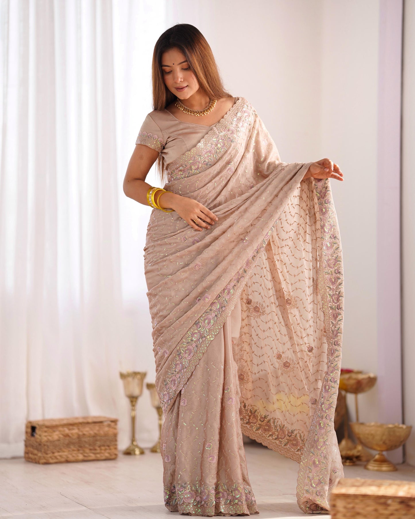 Vintage Blush Saree