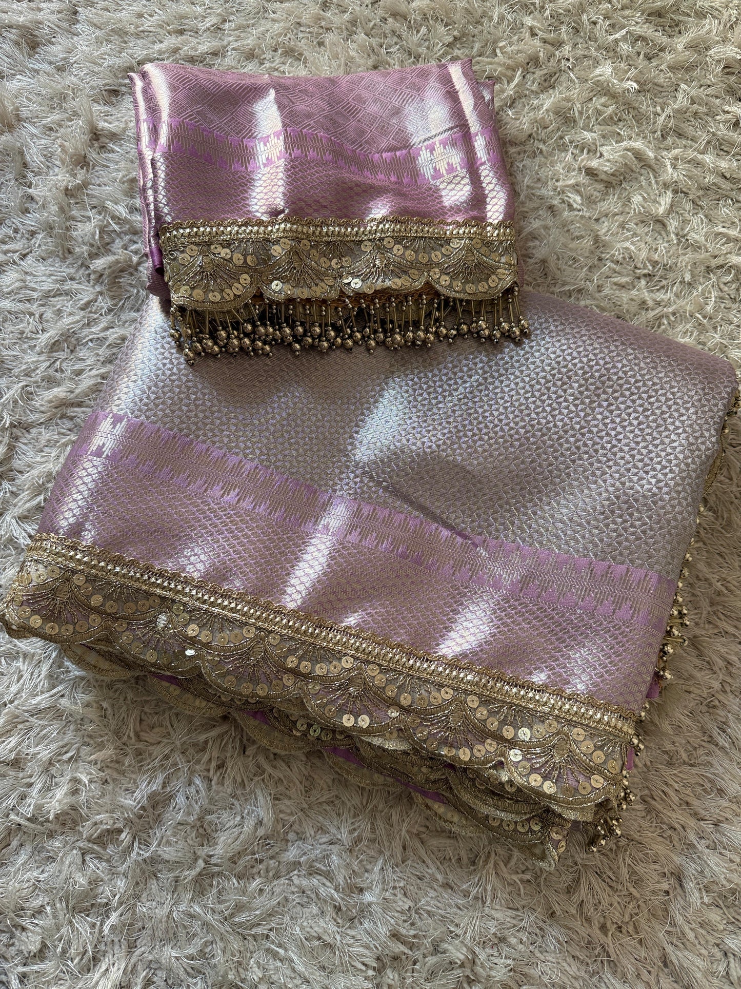 Lilac Noorani Banarasi Tissue Saree
