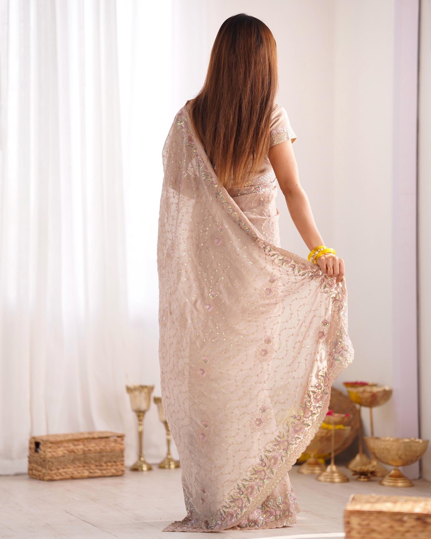 Vintage Blush Saree