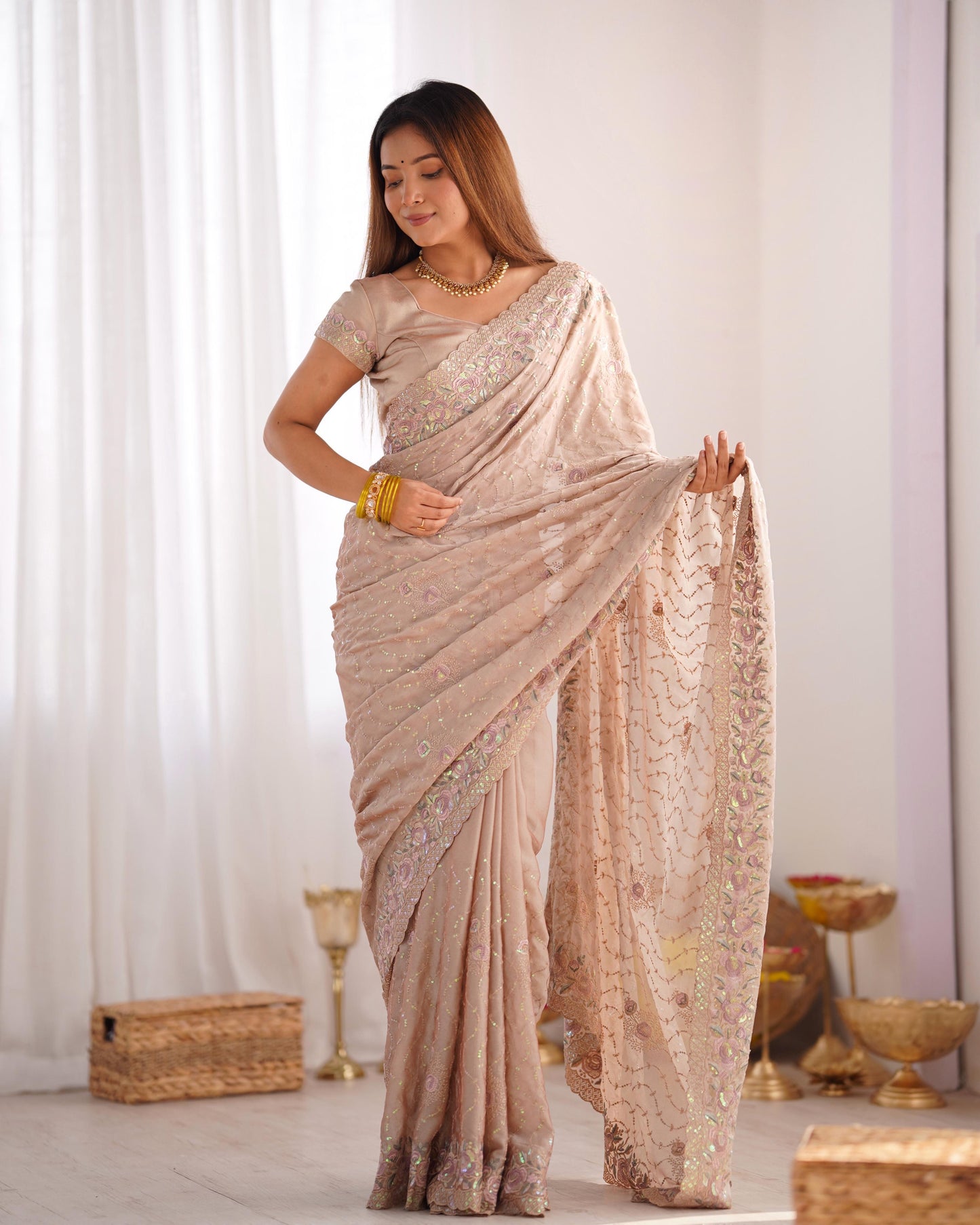 Vintage Blush Saree
