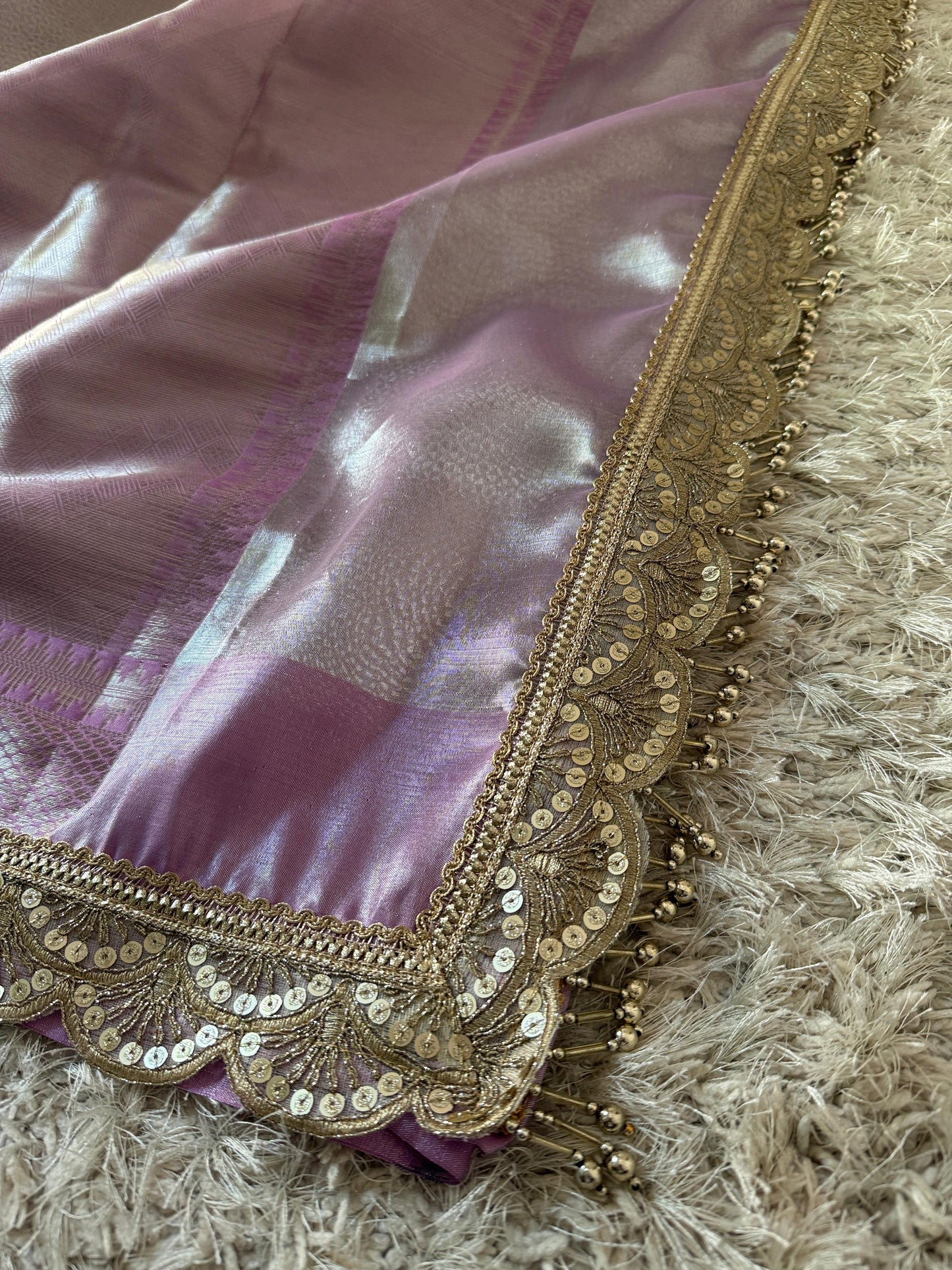 Lilac Noorani Banarasi Tissue Saree
