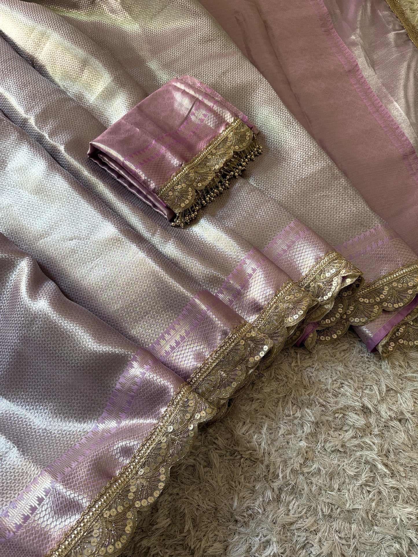Lilac Noorani Banarasi Tissue Saree