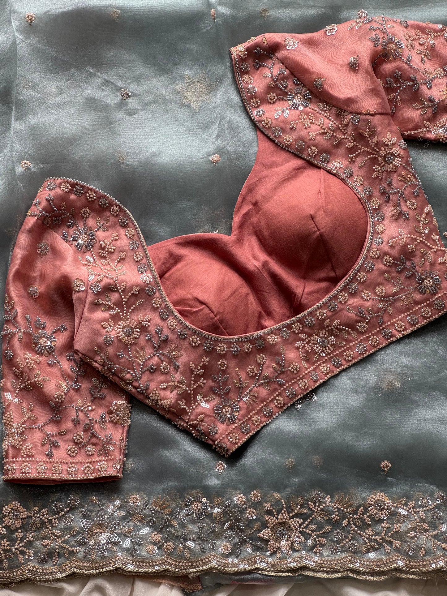 Coral Mist Luxe Saree