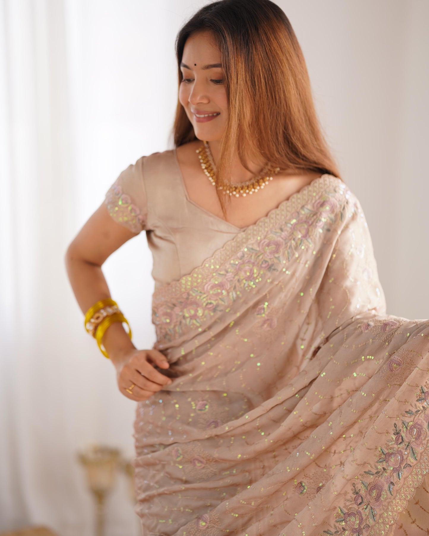 Vintage Blush Saree
