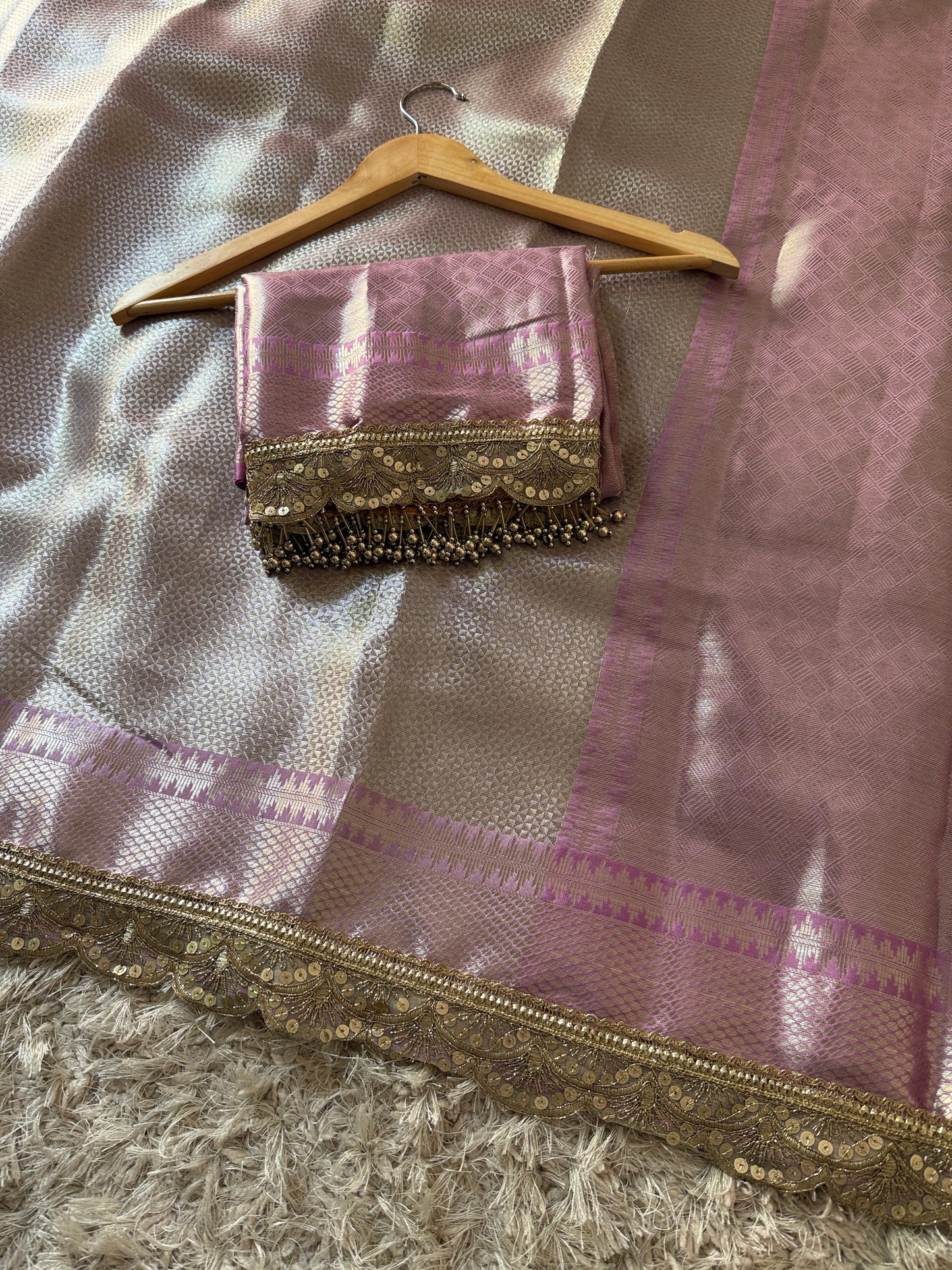 Lilac Noorani Banarasi Tissue Saree