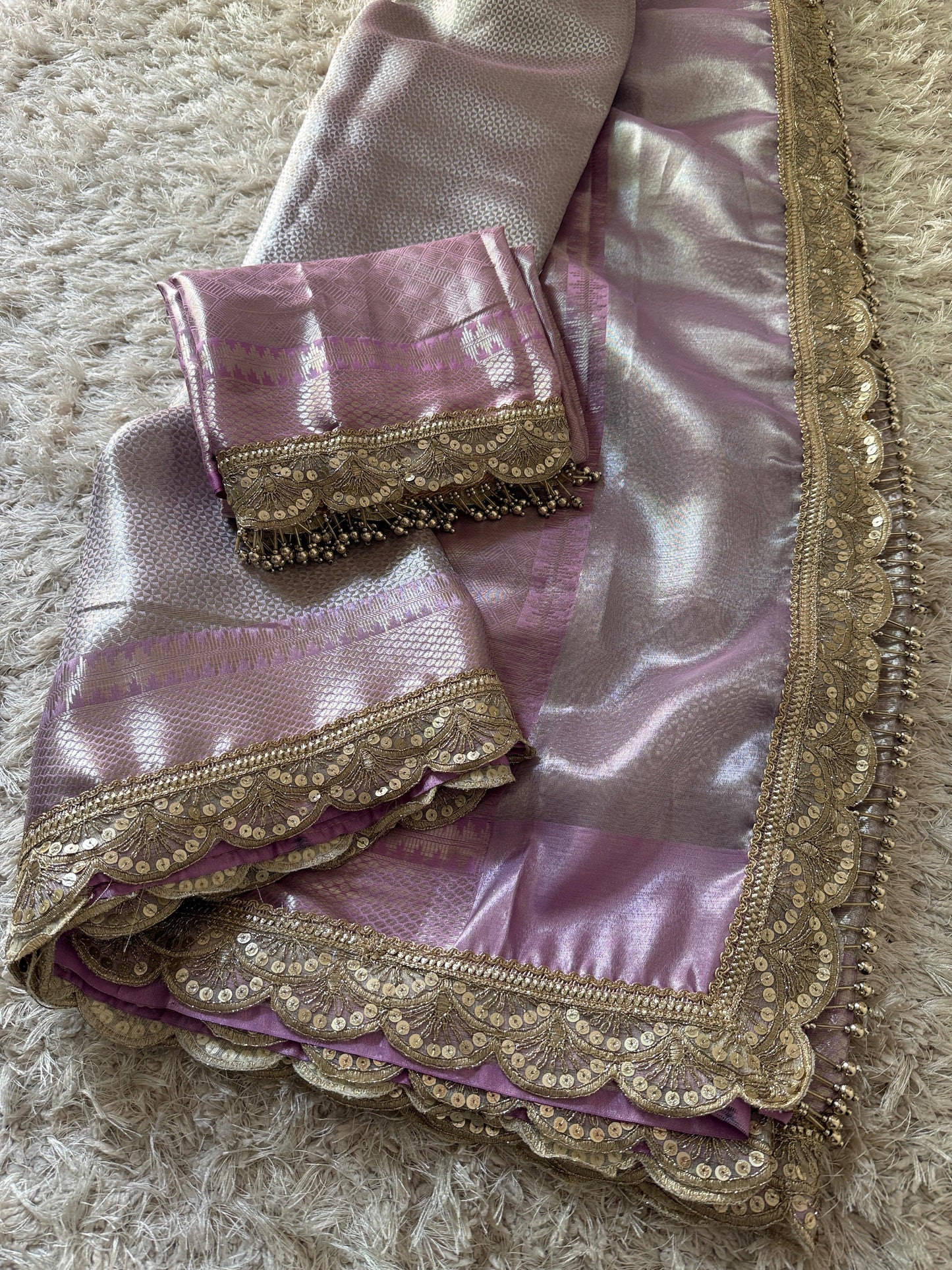 Lilac Noorani Banarasi Tissue Saree
