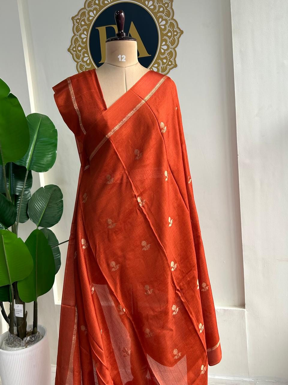 Chandrika Viscose Saree(Rust Orange)
