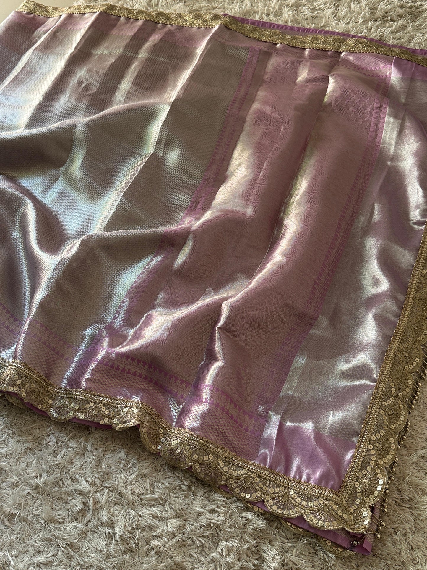 Lilac Noorani Banarasi Tissue Saree