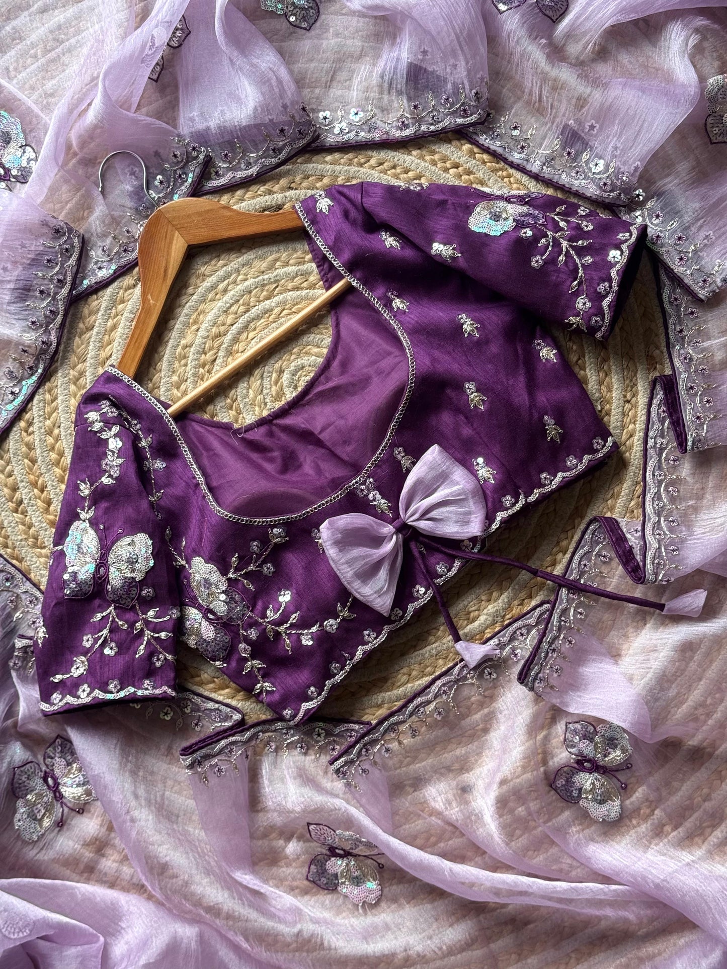 Butterfly Whisper Saree(Purple)