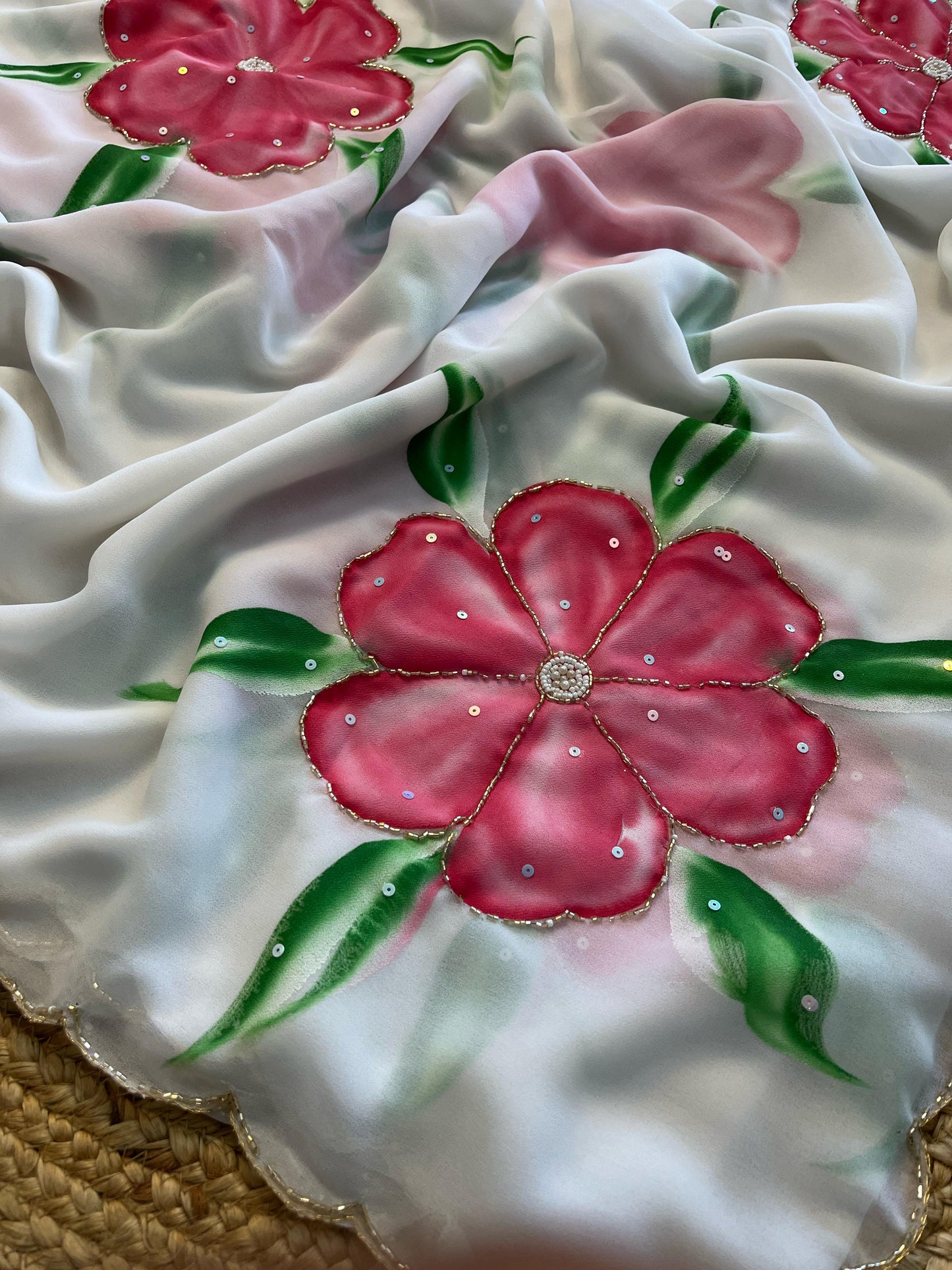 Peach Blossom Handwork Saree