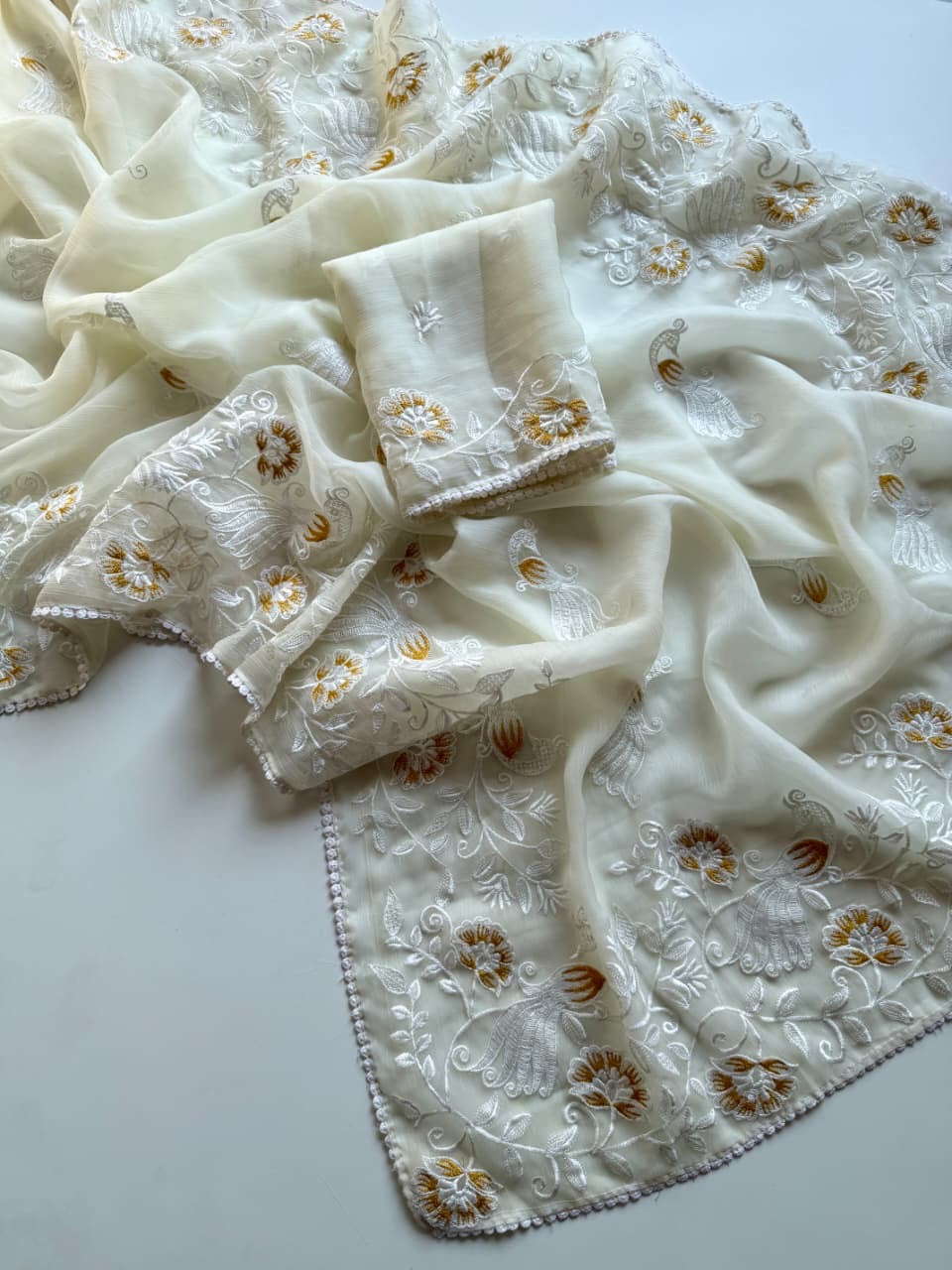 Ivory Blossom Saree