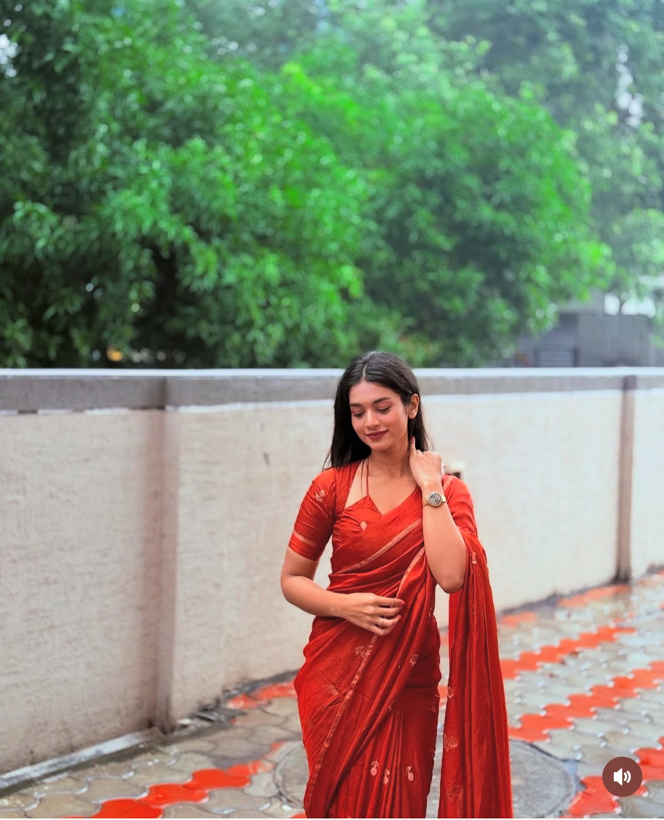 Chandrika Viscose Saree(Rust Orange)
