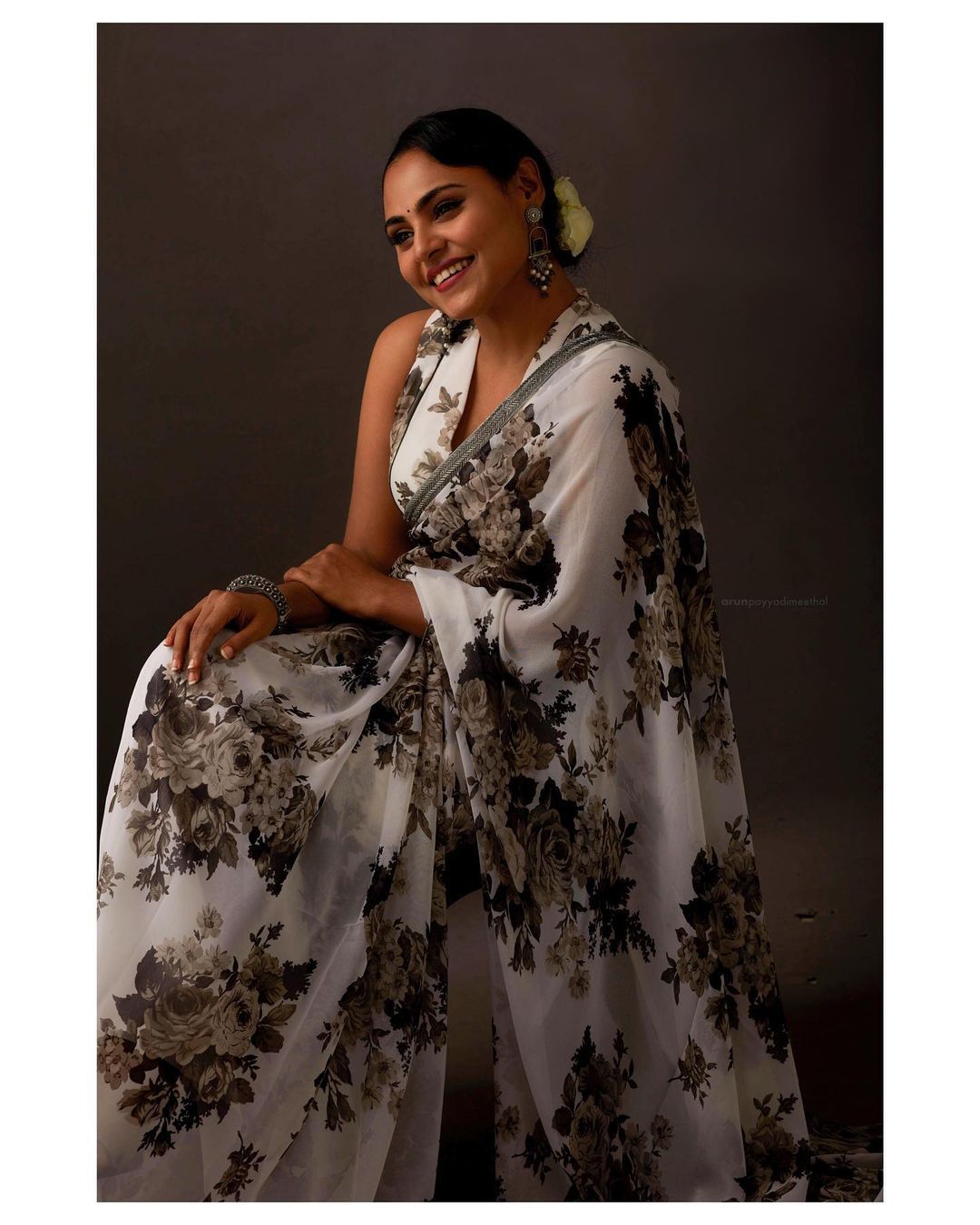 Brown Bliss Hand Embroidered Saree
