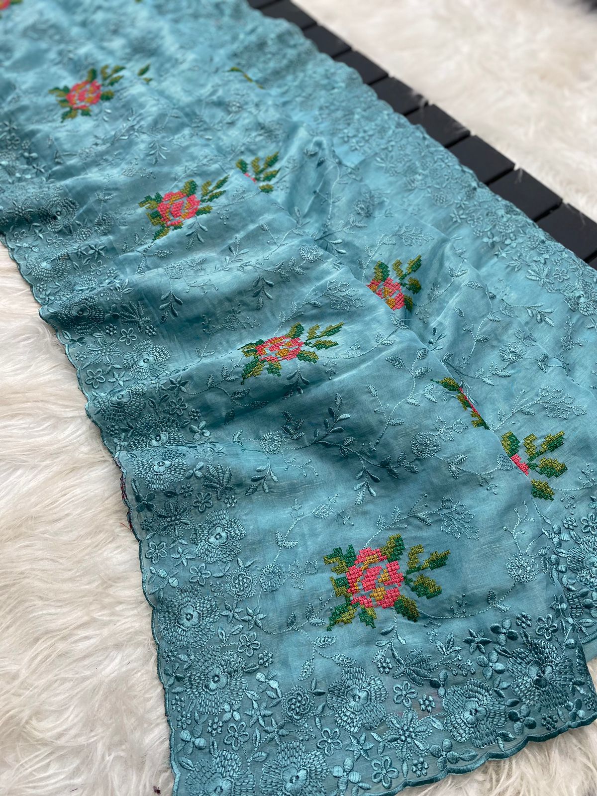Zareen Saree-(Sky Blue)
