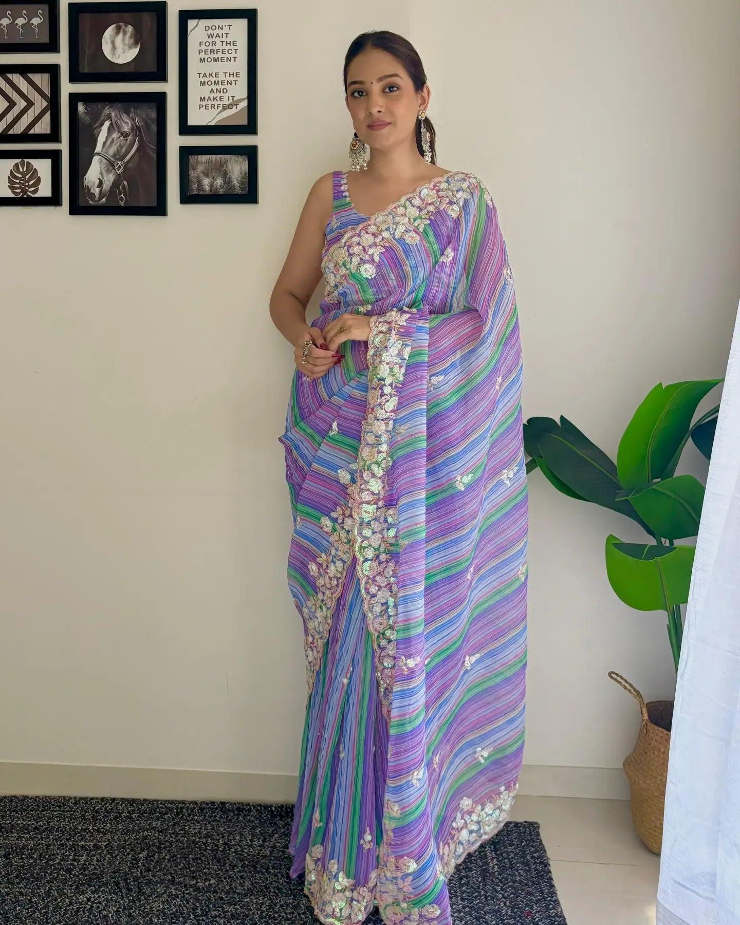 Varly crushed Saree
