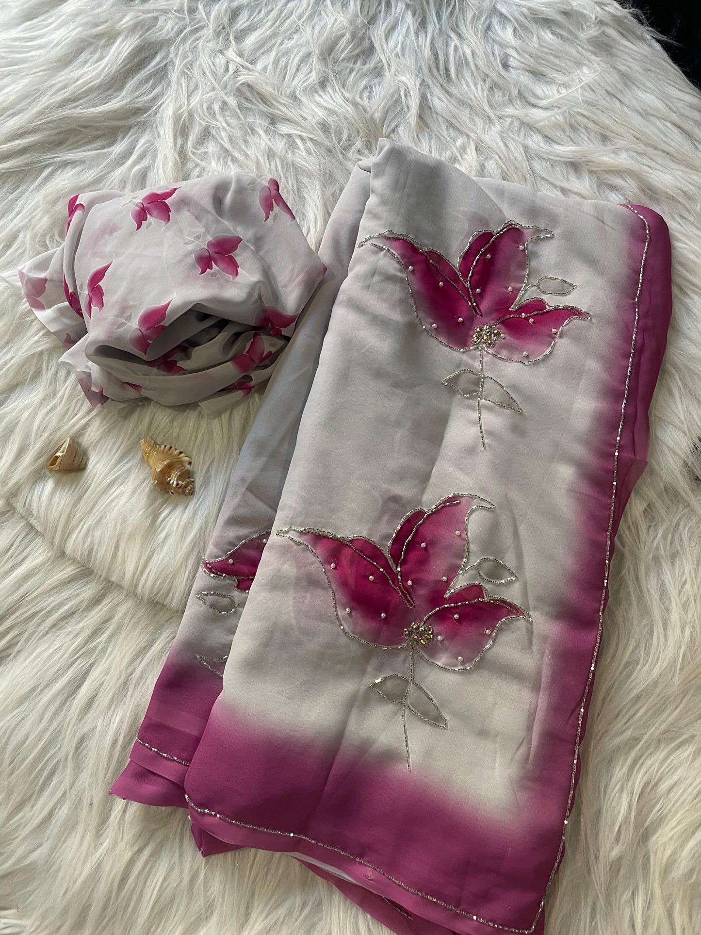 Clara Hand work Saree