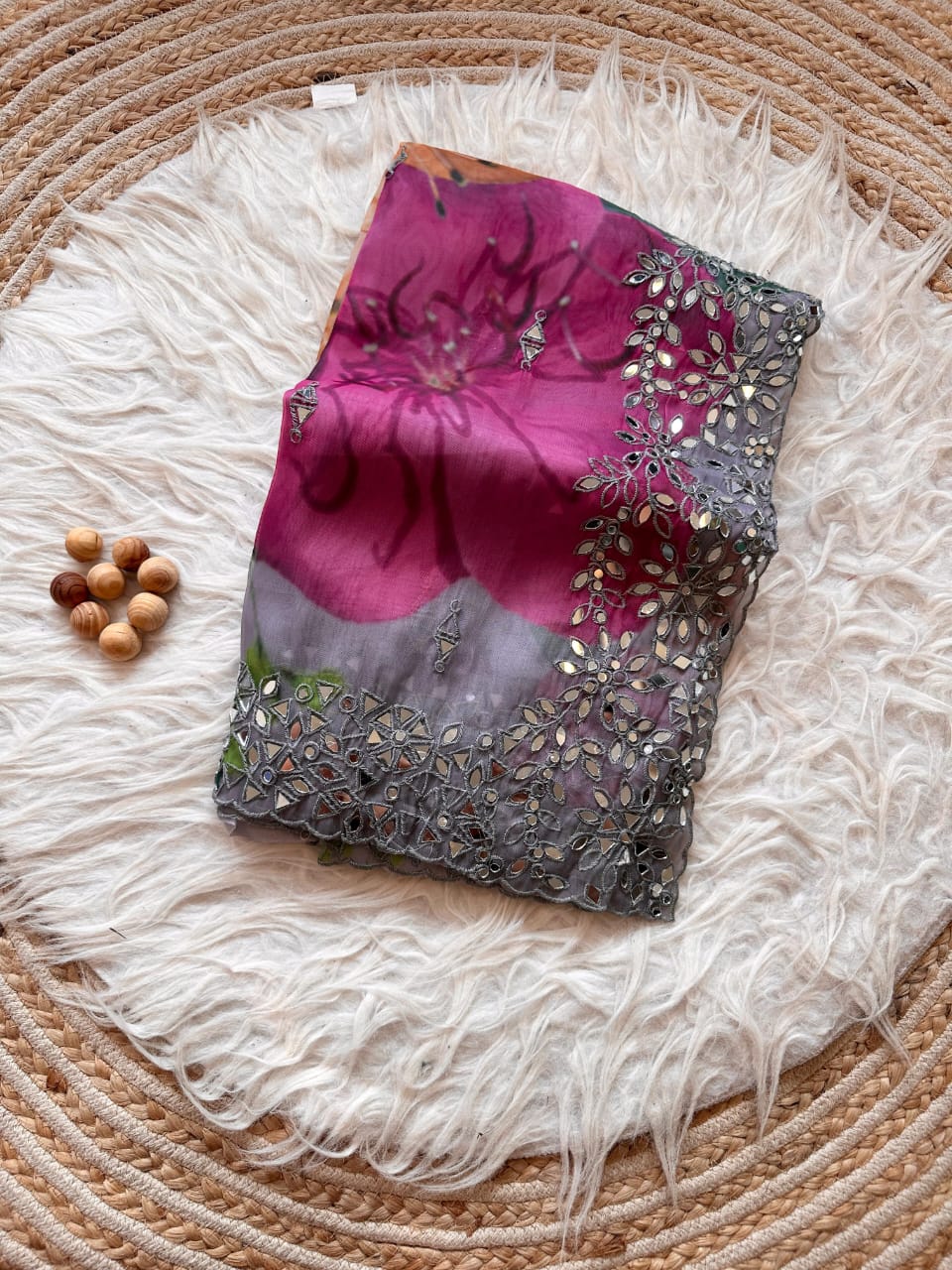 Lucia Mirror work Saree