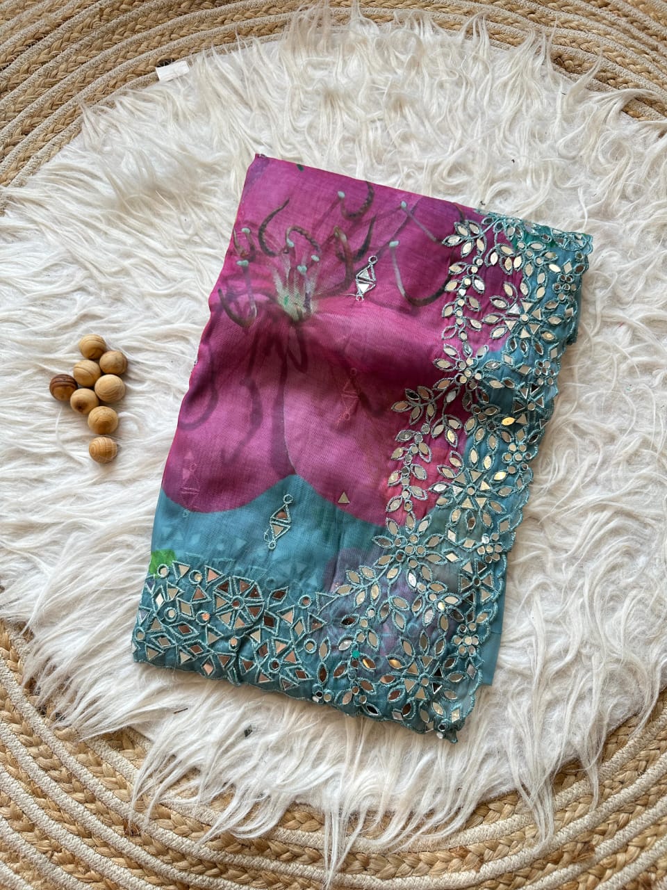 Lucia Mirror work Saree