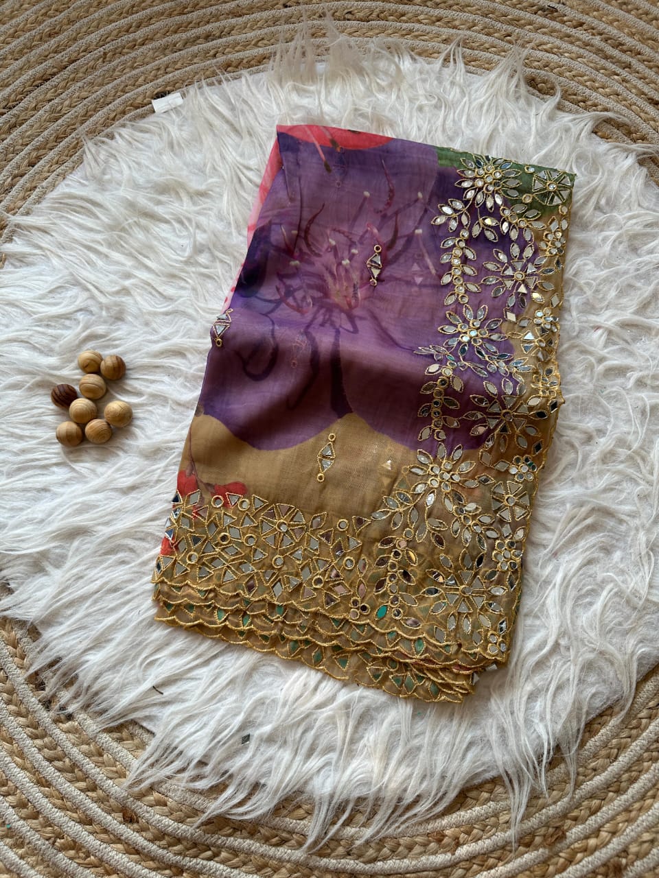 Lucia Mirror work Saree