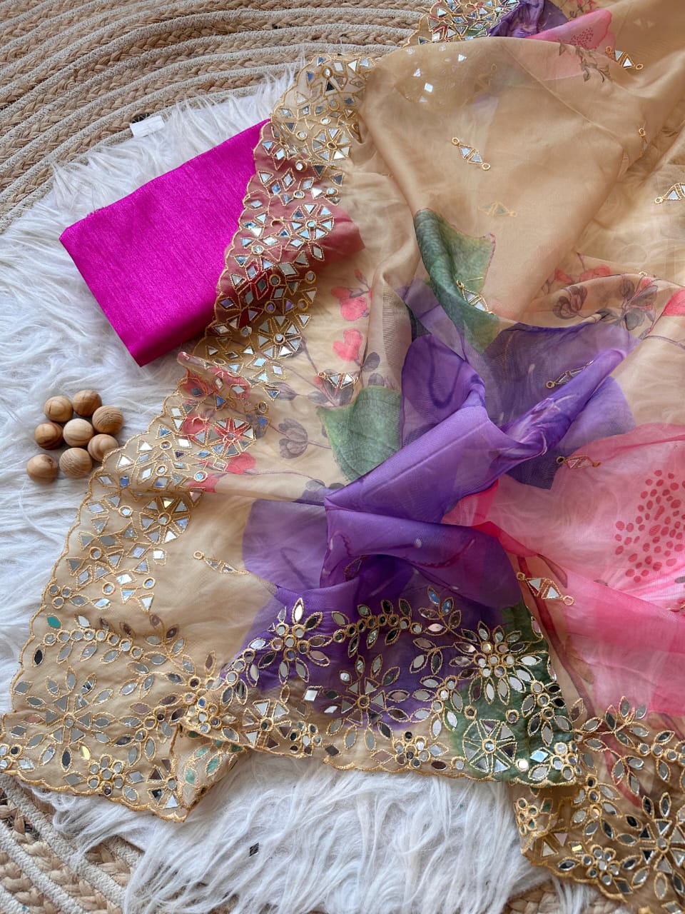 Lucia Mirror work Saree