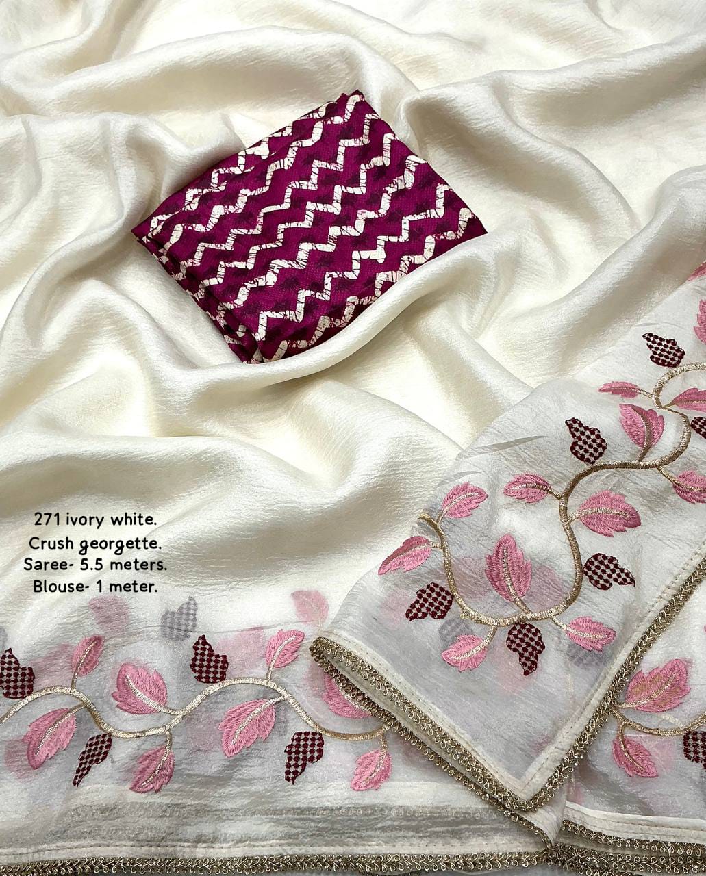 Ivory Crush Saree